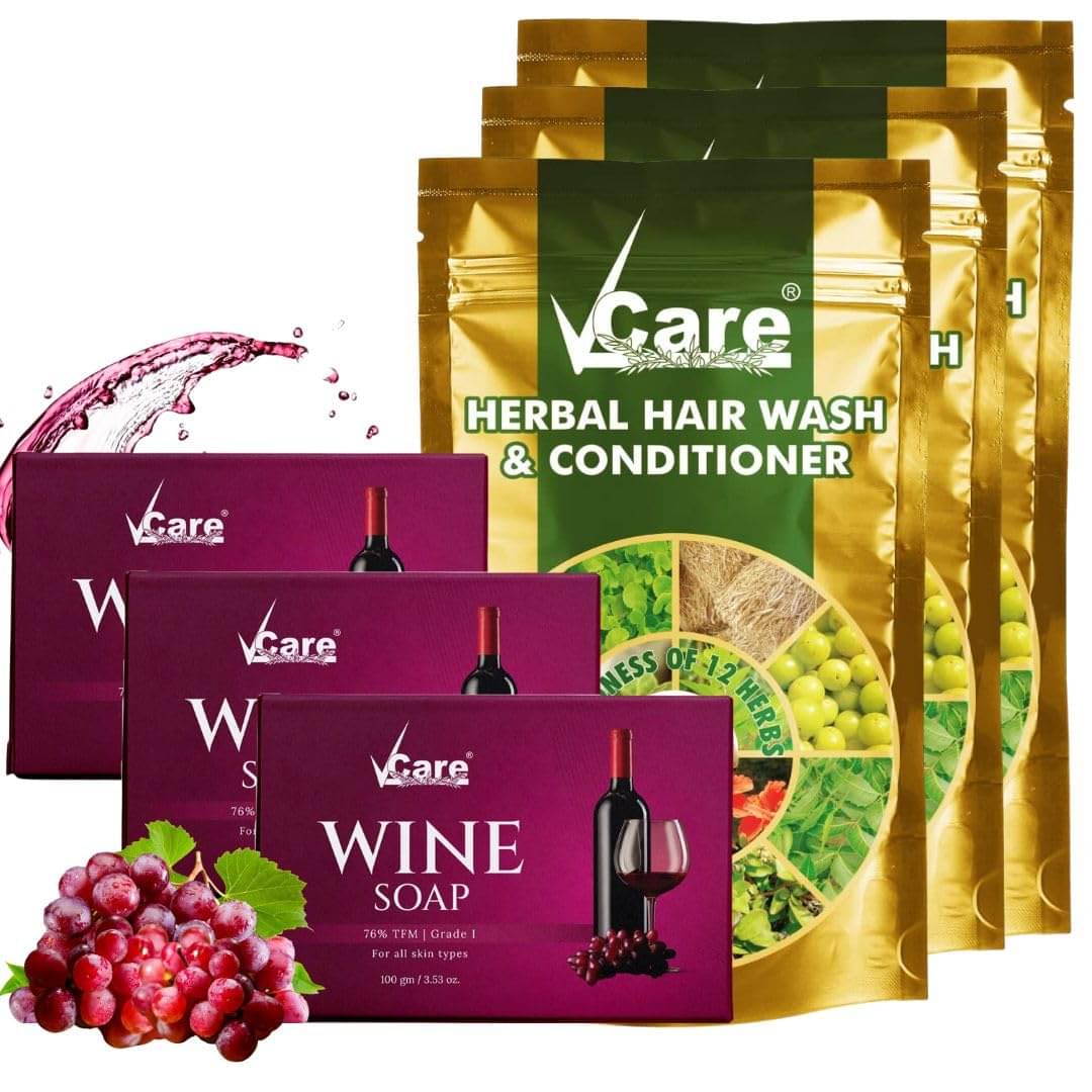 VCare Freshness Herbal Hair Wash Conditioner and Wine Soap for All Skin Type ( Pack of 6 ) VCare Freshness Herbal Hair Wash Conditioner and Wine Soap for All Skin Type ( Pack of 6 )
