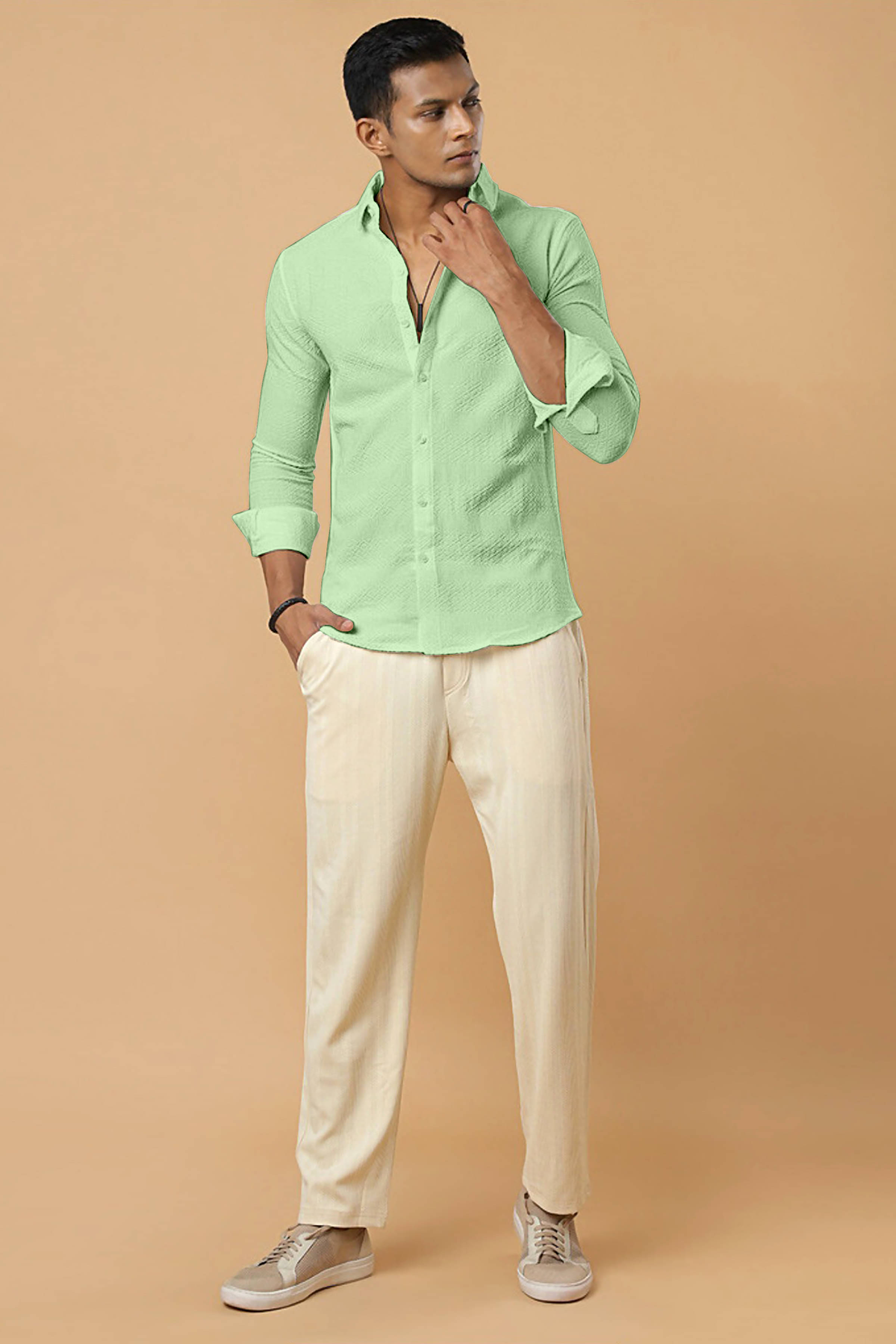 ZEVBISA Poly Cotton Regular Fit Self Design Full Sleeves Men's Casual Shirt - Green ( Pack of 1 ) ZEVBISA Poly Cotton Regular Fit Self Design Full Sleeves Men's Casual Shirt - Green ( Pack of 1 )