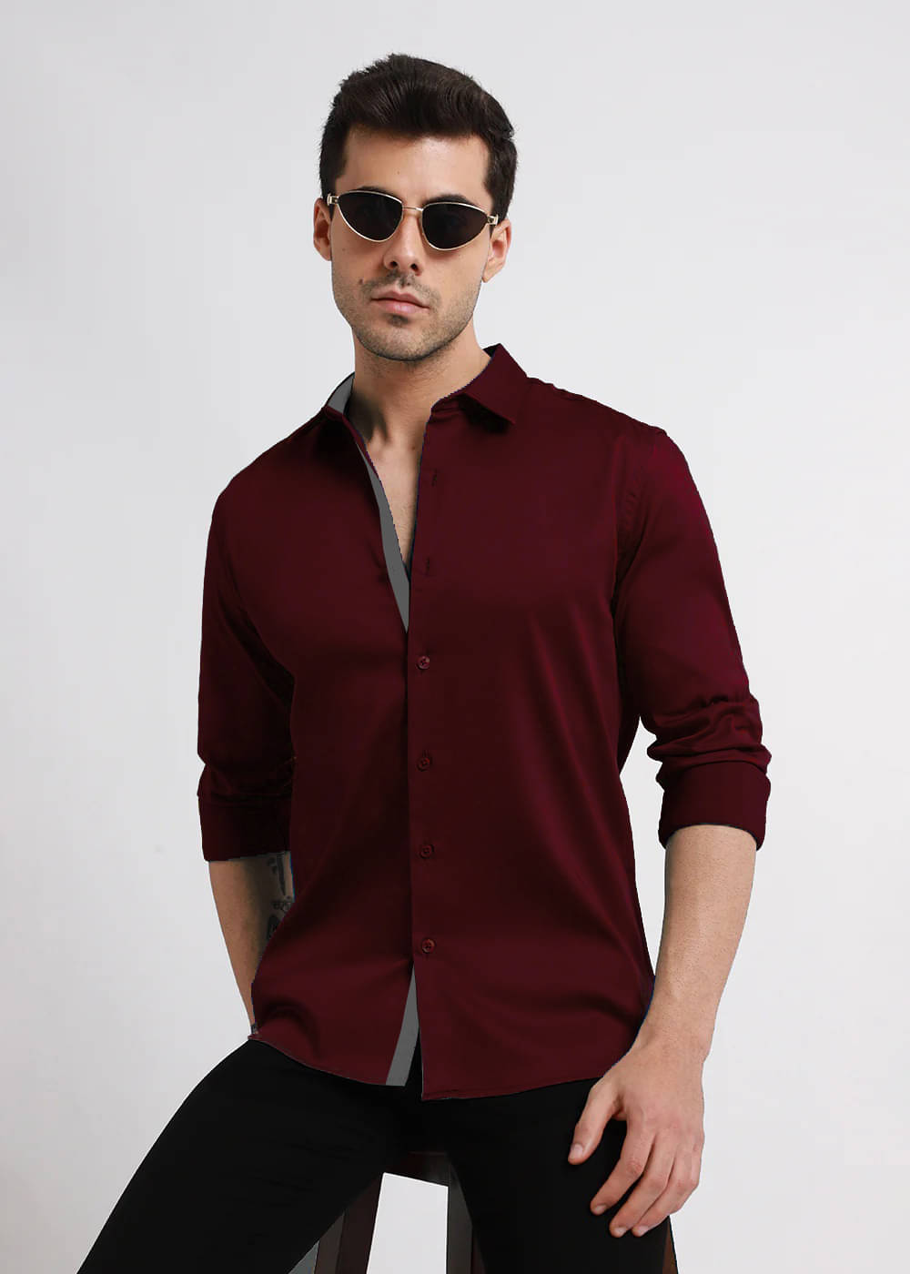     			iexira Cotton Blend Regular Fit Full Sleeves Men's Formal Shirt - Maroon ( Pack of 1 )
