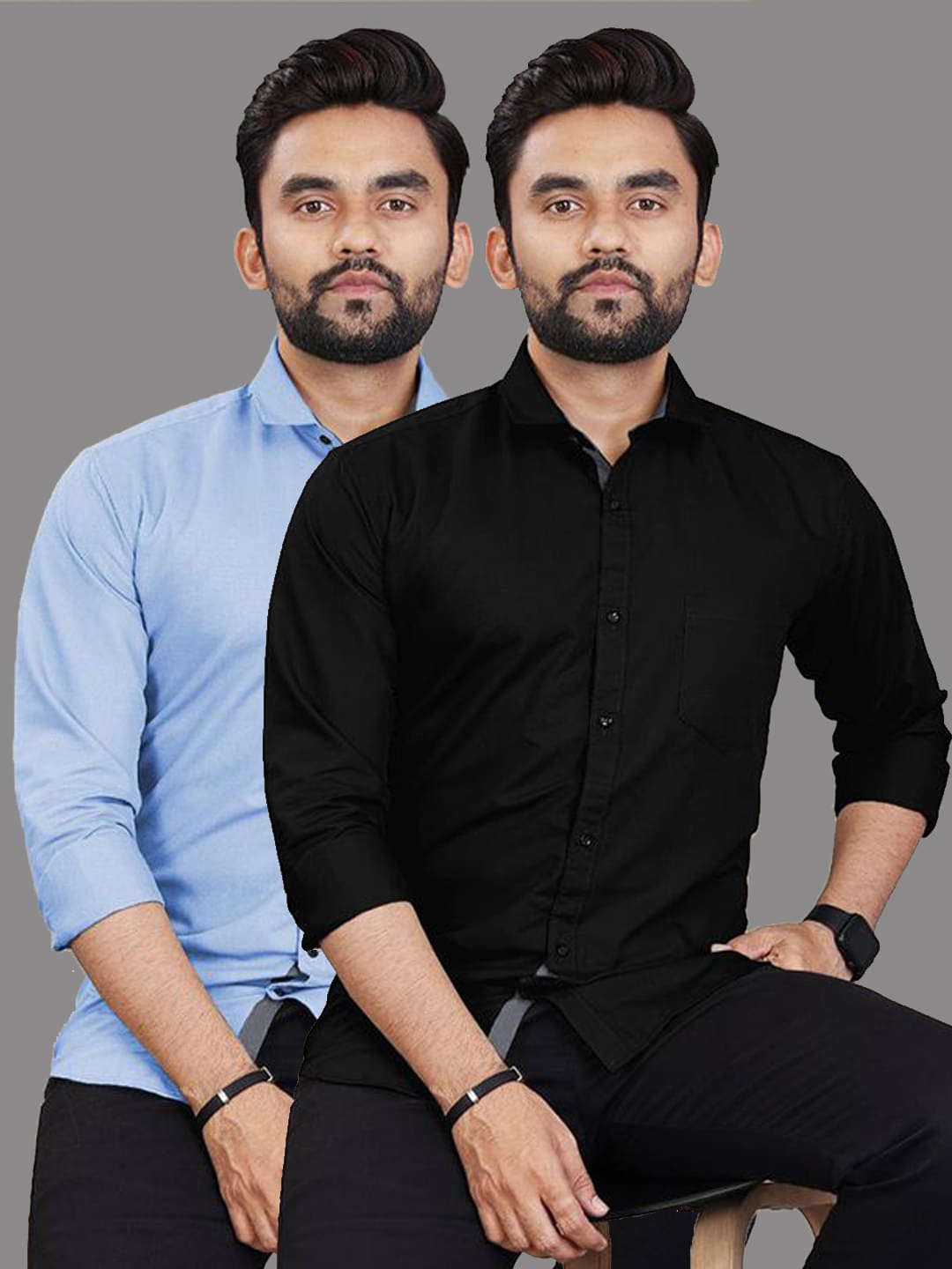 iexira Cotton Blend Regular Fit Full Sleeves Men's Formal Shirt - Multicolor 3 ( Pack of 2 ) iexira Cotton Blend Regular Fit Full Sleeves Men's Formal Shirt - Multicolor 3 ( Pack of 2 )
