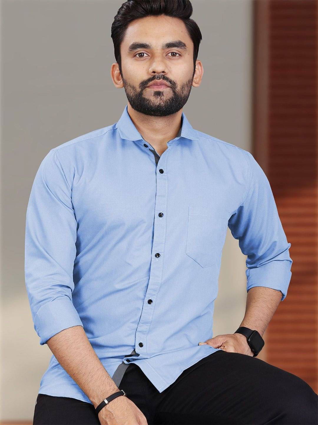     			iexira Cotton Blend Regular Fit Full Sleeves Men's Formal Shirt - Blue ( Pack of 1 )