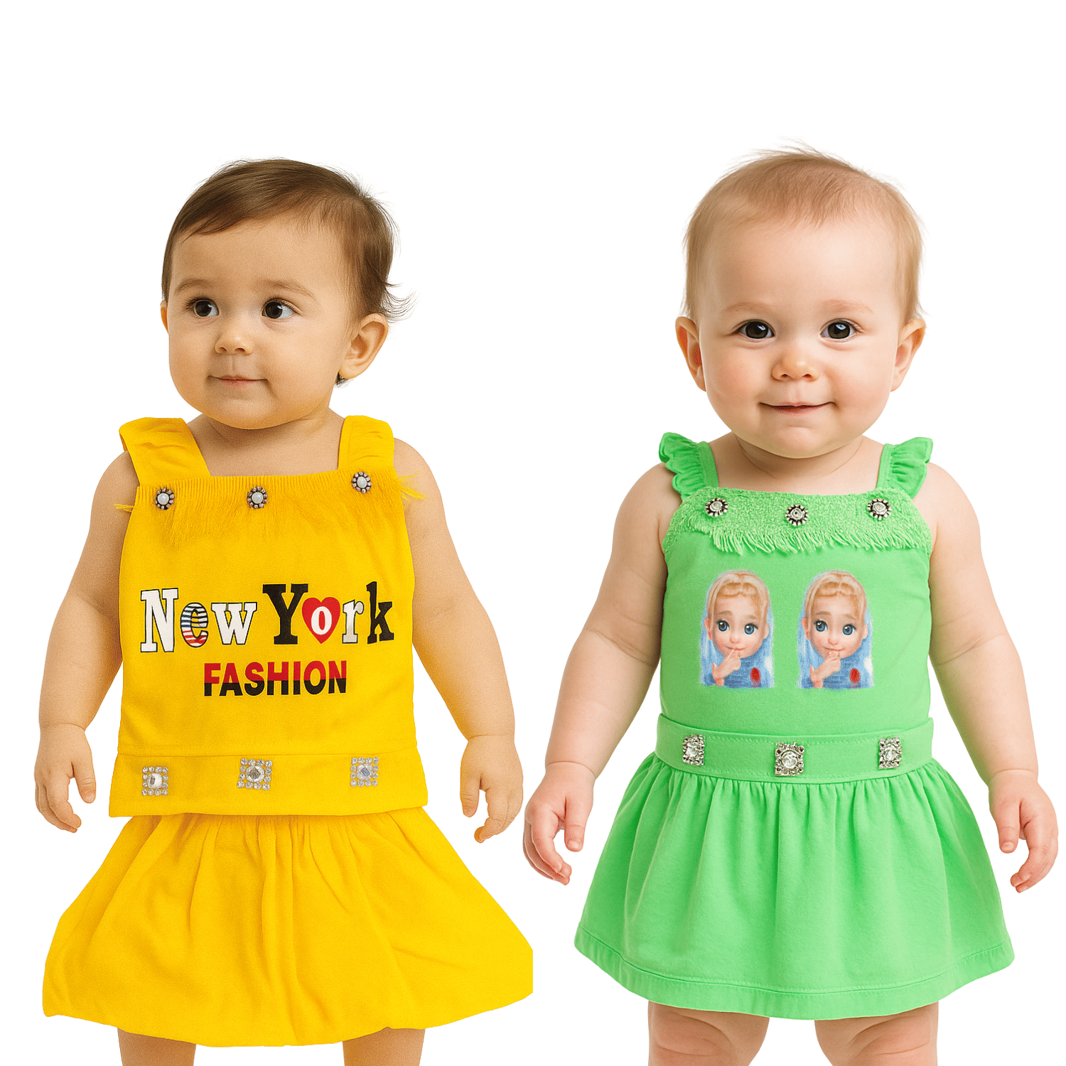 maddock corp Crepe Dress For Baby Girls ( Pack of 2 , Multicolor )     			maddock corp Crepe Dress For Baby Girls ( Pack of 2 , Multicolor )