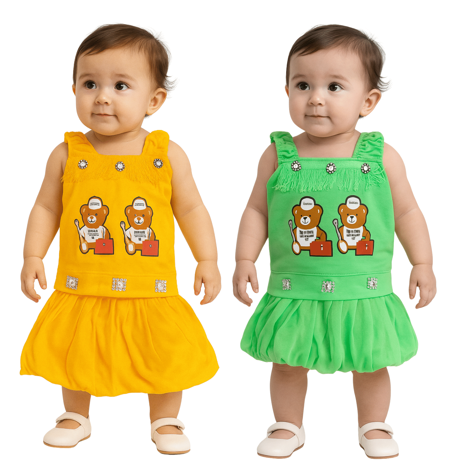 maddock corp Crepe Dress For Baby Girls ( Pack of 2 , Multicolor )     			maddock corp Crepe Dress For Baby Girls ( Pack of 2 , Multicolor )