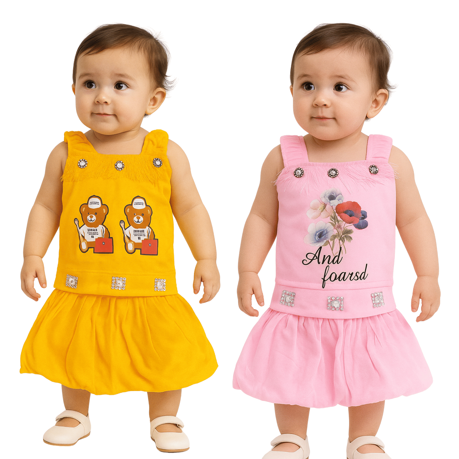 maddock corp Crepe Dress For Baby Girls ( Pack of 2 , Multicolor )     			maddock corp Crepe Dress For Baby Girls ( Pack of 2 , Multicolor )