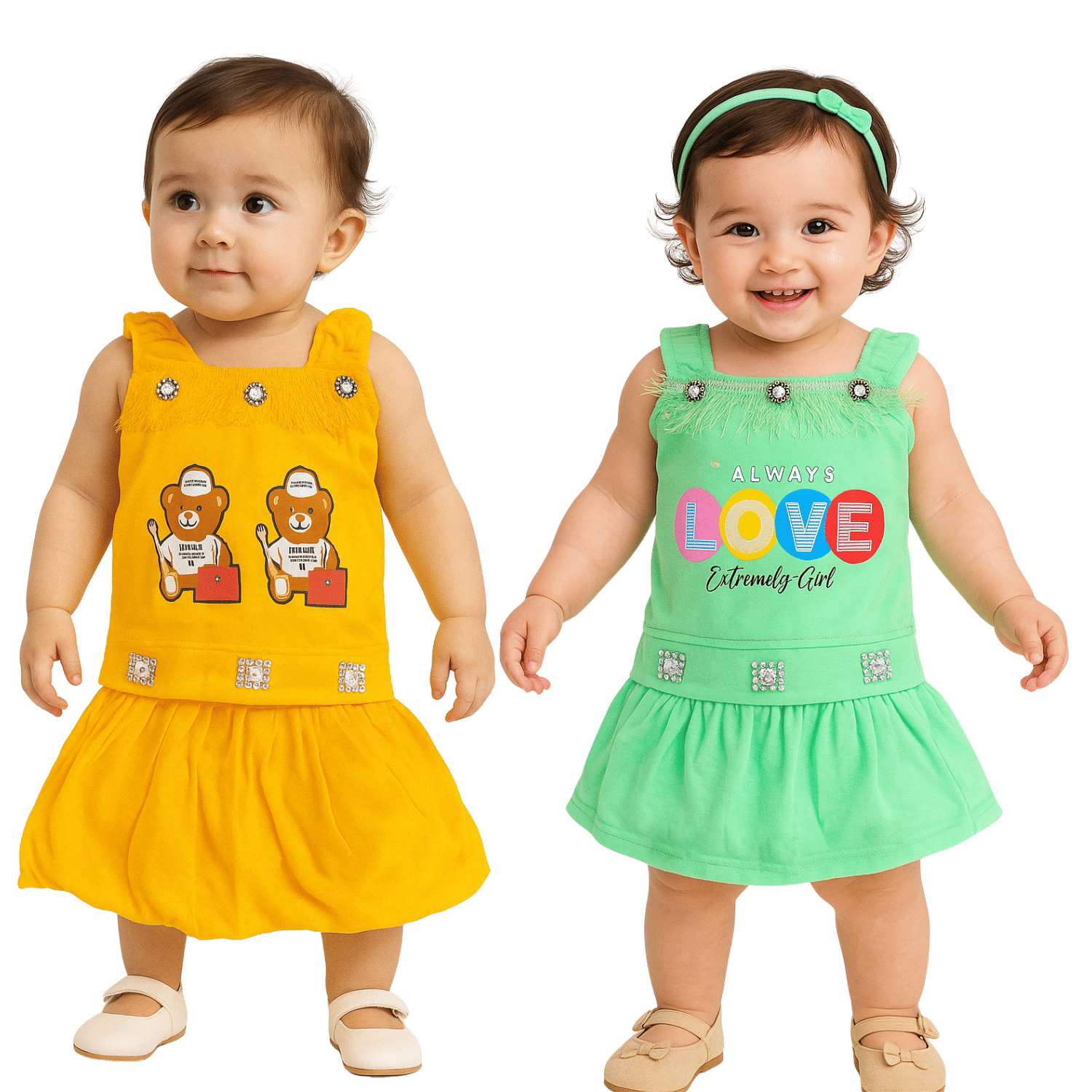 maddock corp Crepe Dress For Baby Girls ( Pack of 2 , Multicolor )     			maddock corp Crepe Dress For Baby Girls ( Pack of 2 , Multicolor )