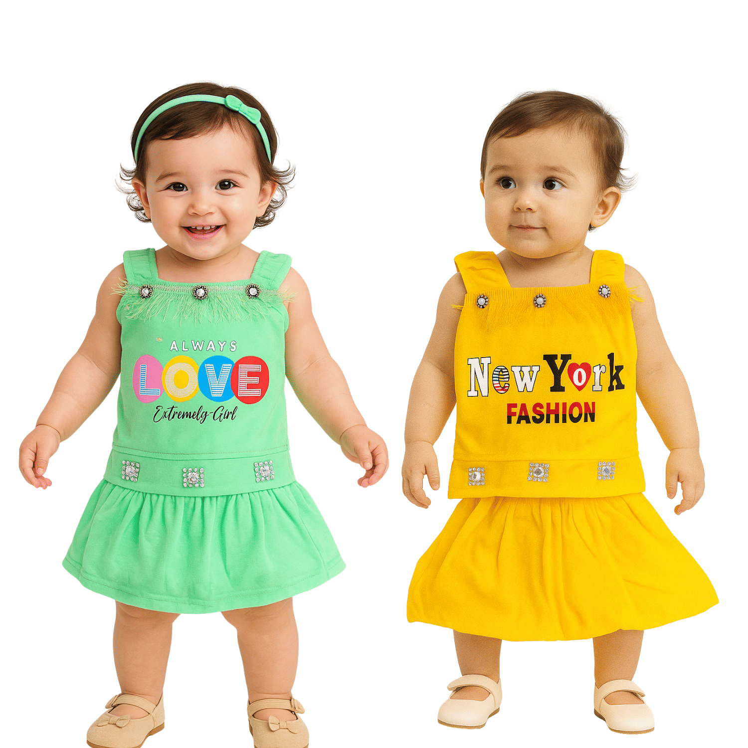 maddock corp Crepe Dress For Baby Girls ( Pack of 2 , Multicolor ) maddock corp Crepe Dress For Baby Girls ( Pack of 2 , Multicolor )