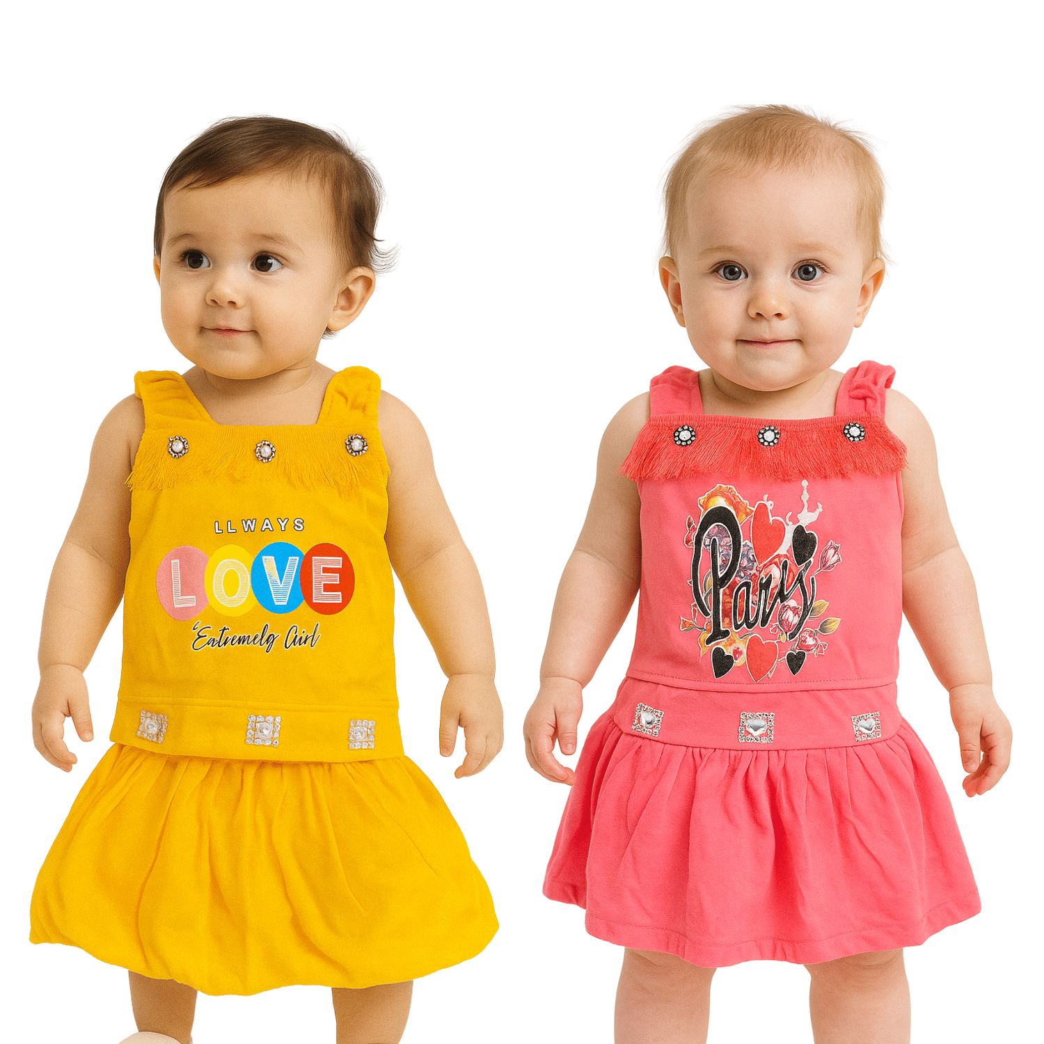 maddock corp Crepe Dress For Baby Girls ( Pack of 2 , Multicolor )     			maddock corp Crepe Dress For Baby Girls ( Pack of 2 , Multicolor )