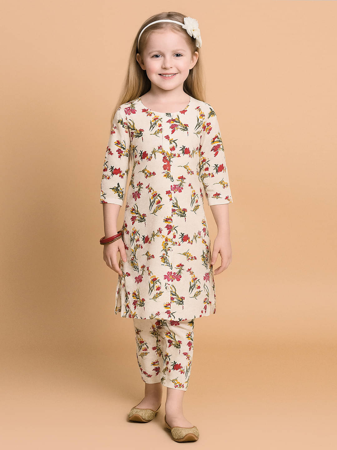     			A.T.U.N. Girls Polyester Kurti with Pants ( Pack of 1 , Ivory )