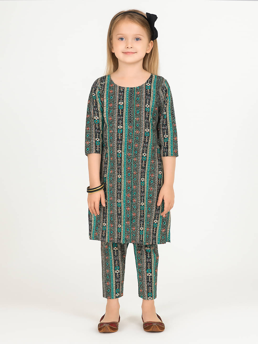     			A.T.U.N. Girls Polyester Kurti with Pants ( Pack of 1 , Dark Blue )