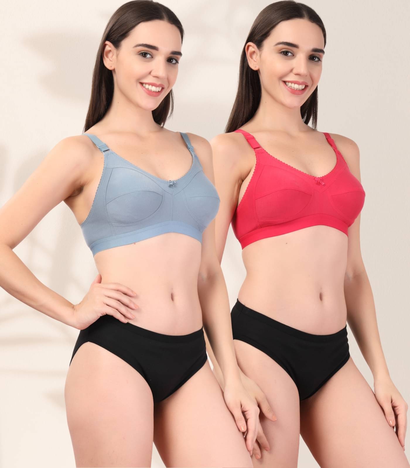 ADORNSTAR Cotton Non Padded Bra & Panty Set ( Multicolor , Pack of 2 )     			ADORNSTAR Cotton Non Padded Bra & Panty Set ( Multicolor , Pack of 2 )