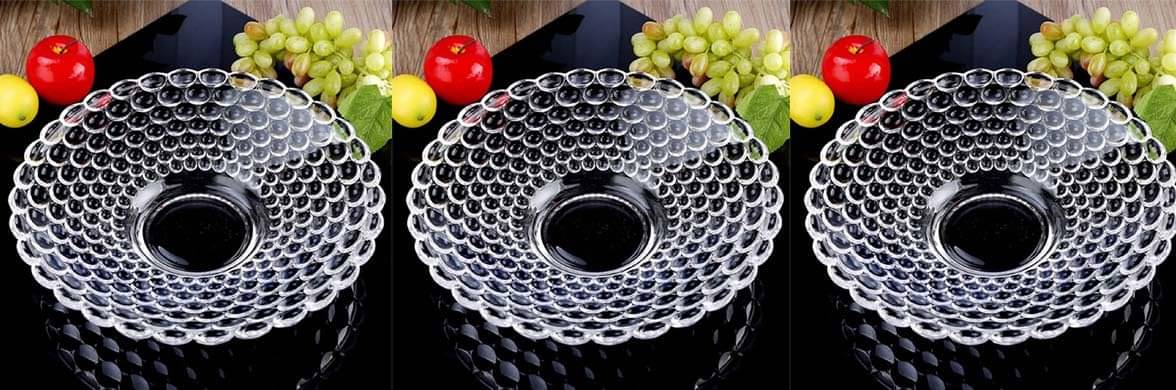     			AFAST 3 Pcs Glass Transparent Dessert Plate
