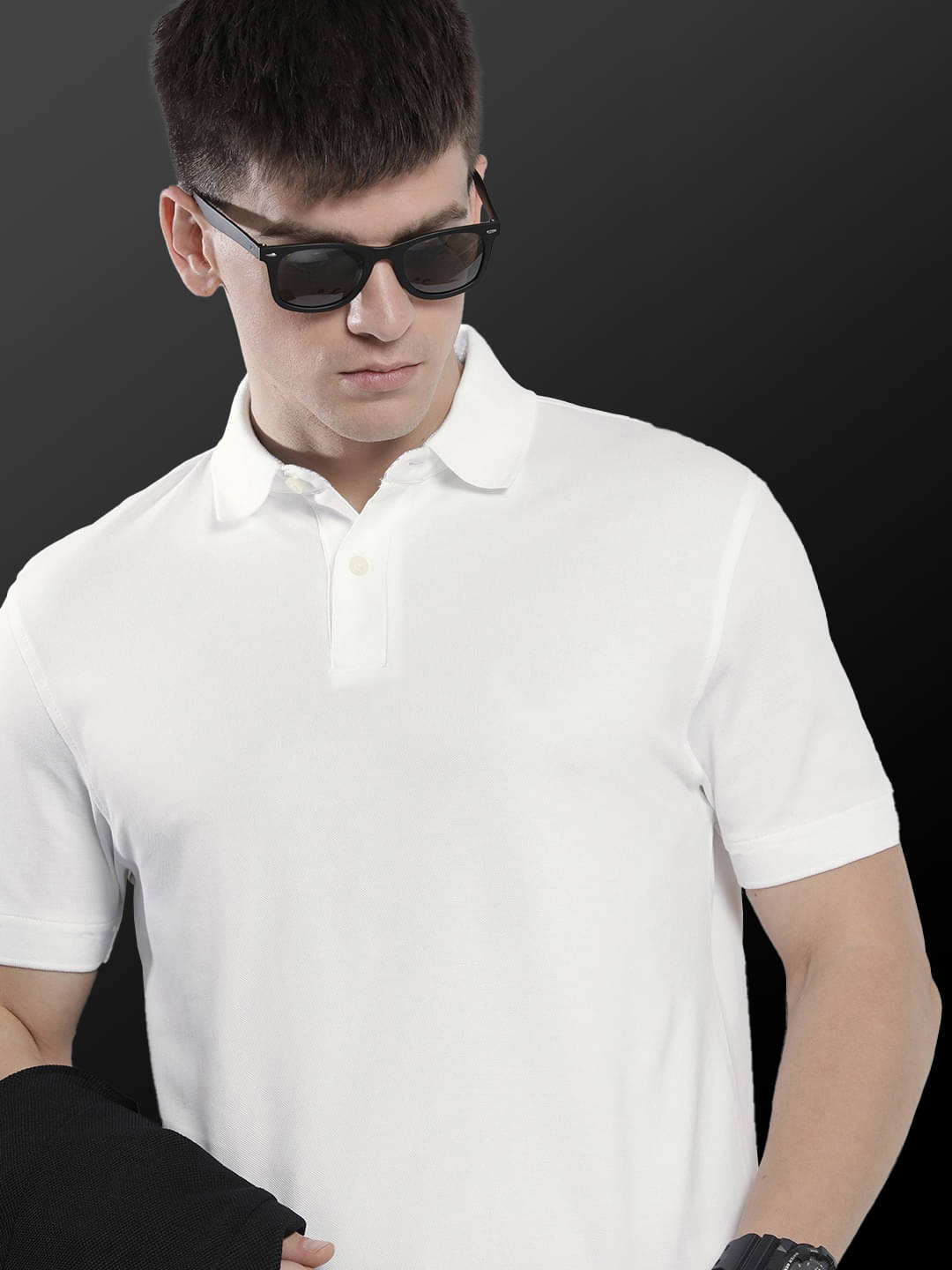     			AIN6 Men Polyester Regular Fit Solid Polo T Shirt ( White )