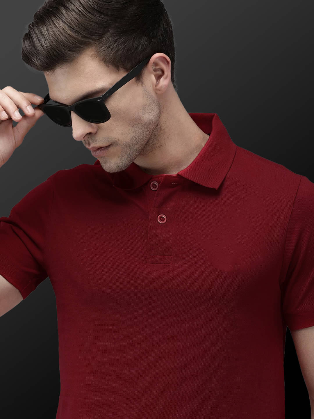     			AIN6 Men Polyester Regular Fit Solid Polo T Shirt ( Maroon )