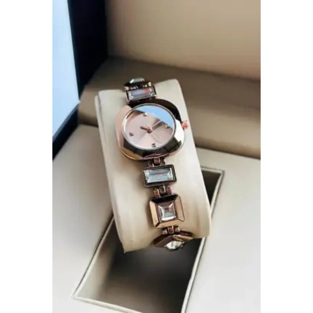     			AKS Brown Metal Analog Womens Watch