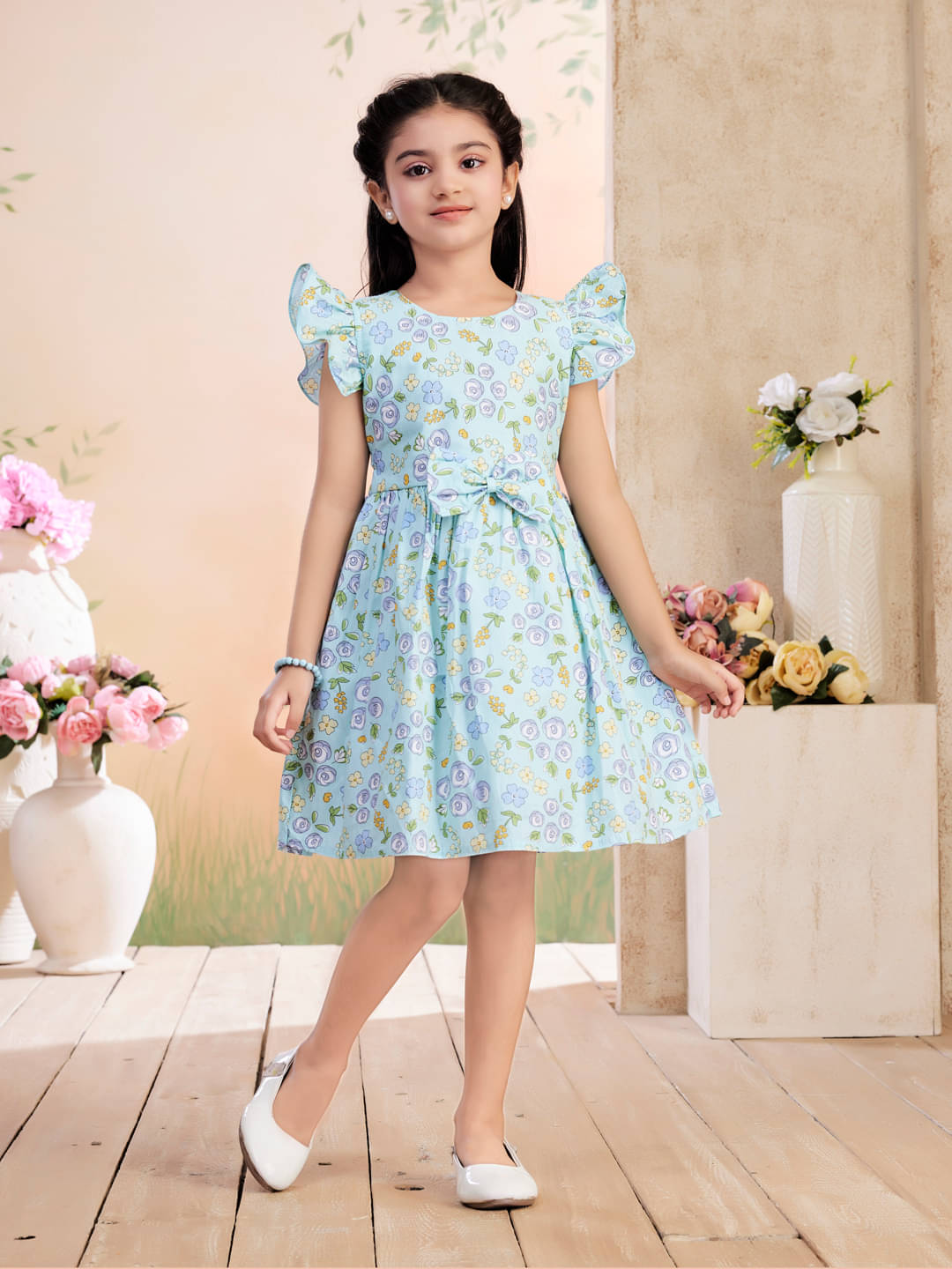     			Aarika Cotton Blend Frock For Girls ( Pack of 1 , Sea Green )