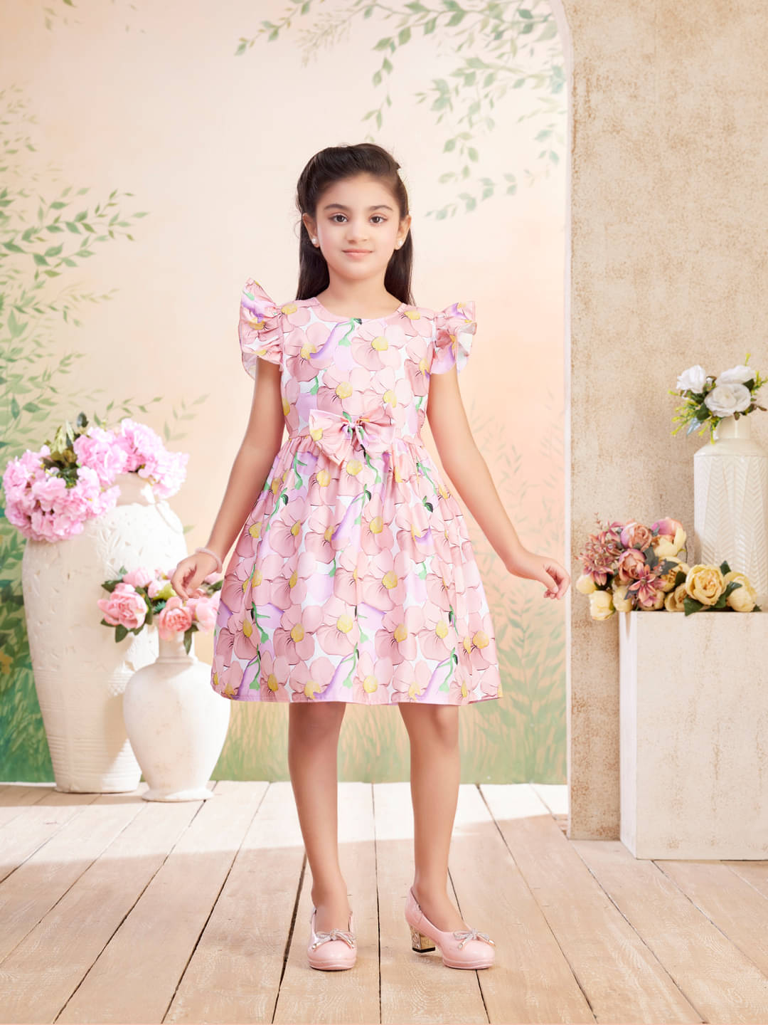     			Aarika Cotton Blend Frock For Girls ( Pack of 1 , Peach )
