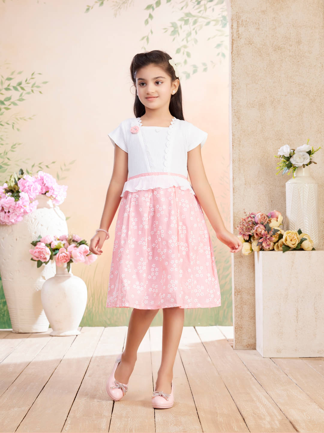 Aarika Cotton Blend Frock For Girls ( Pack of 1 , Pink ) Aarika Cotton Blend Frock For Girls ( Pack of 1 , Pink )