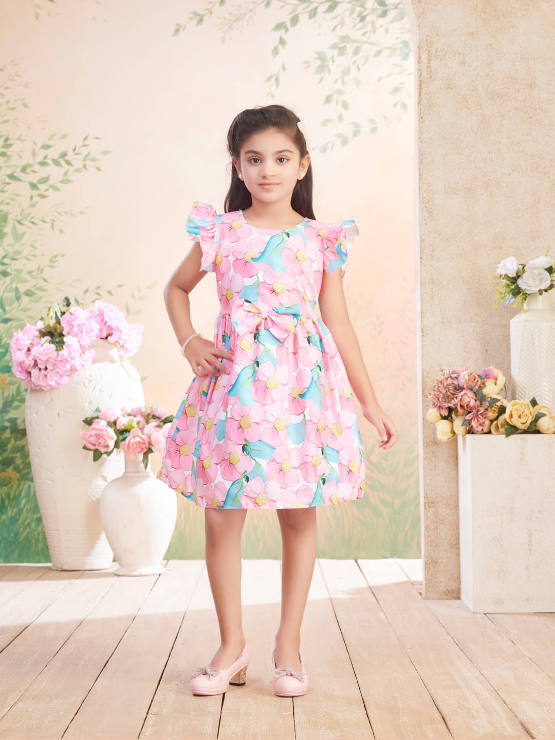 Aarika Cotton Blend Frock For Girls ( Pack of 1 , Pink ) Aarika Cotton Blend Frock For Girls ( Pack of 1 , Pink )