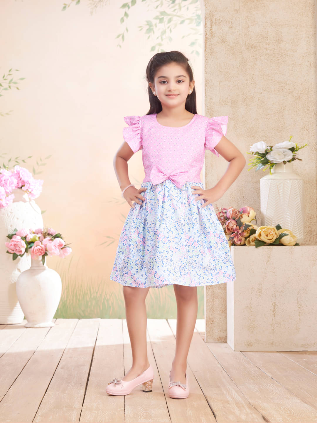 Aarika Cotton Blend Frock For Girls ( Pack of 1 , Pink ) Aarika Cotton Blend Frock For Girls ( Pack of 1 , Pink )