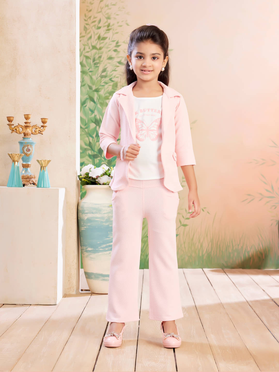     			Aarika Polyester Solid T-shirt With Trouser Co-Ord Set For Girls ( Pink )