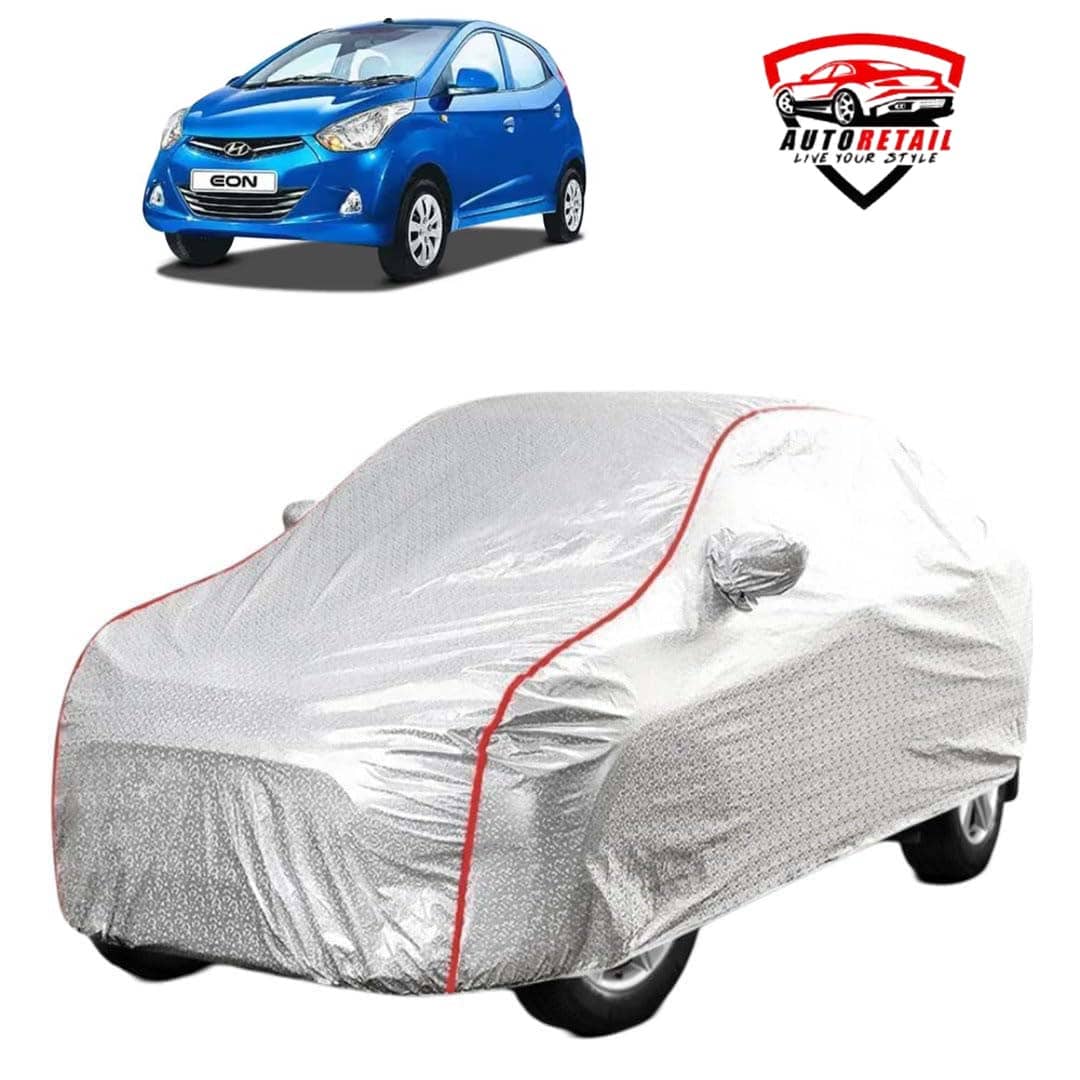 AutoRetail Car Body Cover for Hyundai Eon [2011-2015] With Mirror Pocket ( Pack of 1 ) , Silver