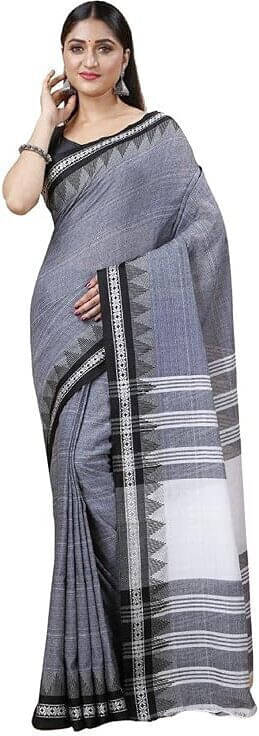 BRYNBRIT Cotton Blend Self Design Regular Saree Without Blouse Piece ( Grey ) BRYNBRIT Cotton Blend Self Design Regular Saree Without Blouse Piece ( Grey )