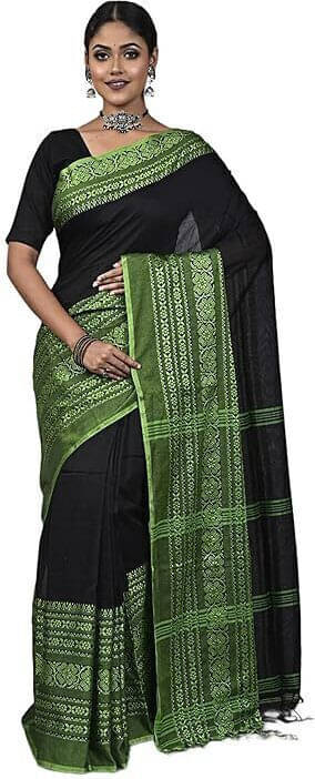 BRYNBRIT Cotton Blend Self Design Regular Saree Without Blouse Piece ( Black ) BRYNBRIT Cotton Blend Self Design Regular Saree Without Blouse Piece ( Black )