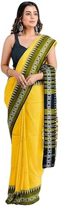     			BRYNBRIT Cotton Blend Self Design Regular Saree Without Blouse Piece ( Orange )