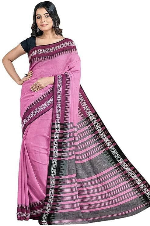     			BRYNBRIT Cotton Blend Self Design Regular Saree Without Blouse Piece ( Pink )
