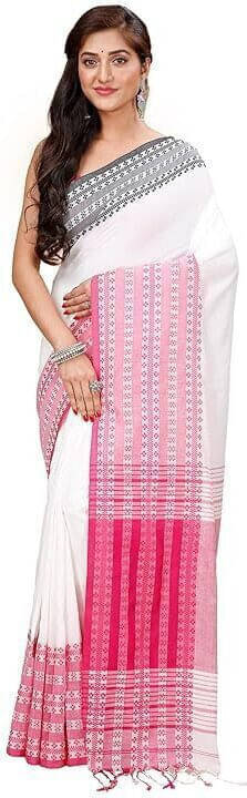 BRYNBRIT Cotton Blend Self Design Regular Saree Without Blouse Piece ( White ) BRYNBRIT Cotton Blend Self Design Regular Saree Without Blouse Piece ( White )