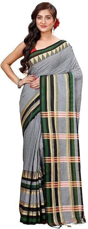 BRYNBRIT Cotton Blend Self Design Regular Saree Without Blouse Piece ( Grey ) BRYNBRIT Cotton Blend Self Design Regular Saree Without Blouse Piece ( Grey )