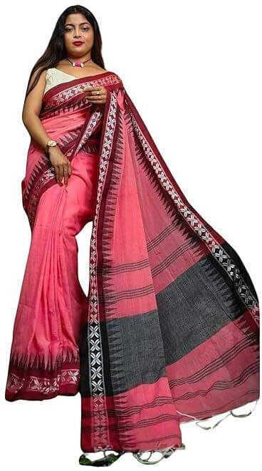 BRYNBRIT Cotton Blend Self Design Regular Saree Without Blouse Piece ( Pink ) BRYNBRIT Cotton Blend Self Design Regular Saree Without Blouse Piece ( Pink )