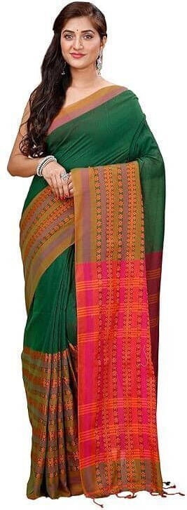     			BRYNBRIT Cotton Blend Self Design Regular Saree Without Blouse Piece ( Dark Grey )
