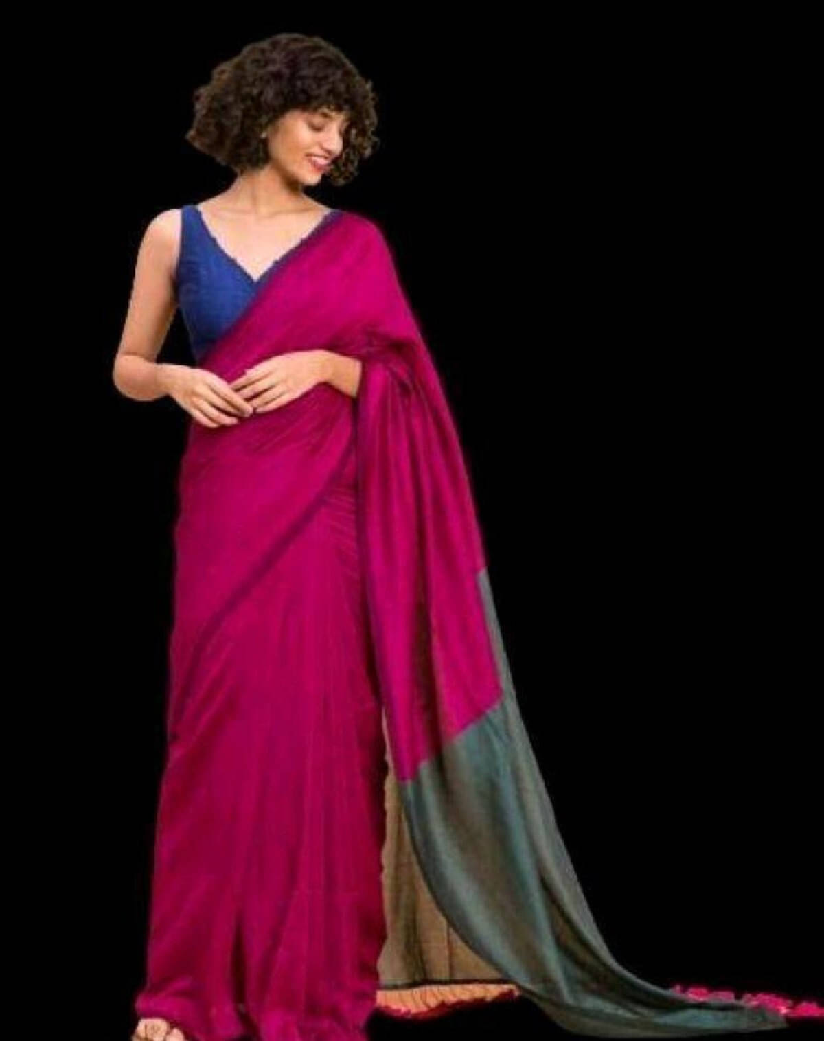     			BRYNBRIT Cotton Self Design Regular Saree With Unstitched Blouse Piece ( Rani )