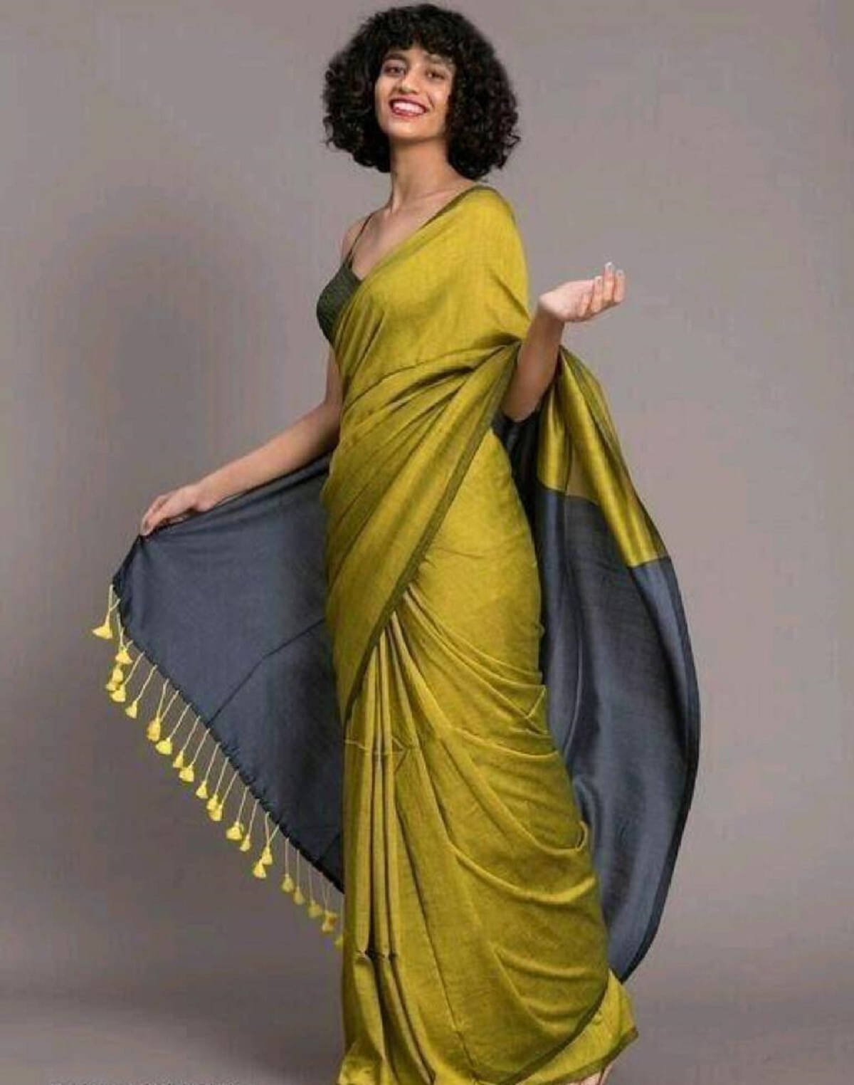 BRYNBRIT Cotton Self Design Regular Saree With Unstitched Blouse Piece ( Yellow ) BRYNBRIT Cotton Self Design Regular Saree With Unstitched Blouse Piece ( Yellow )
