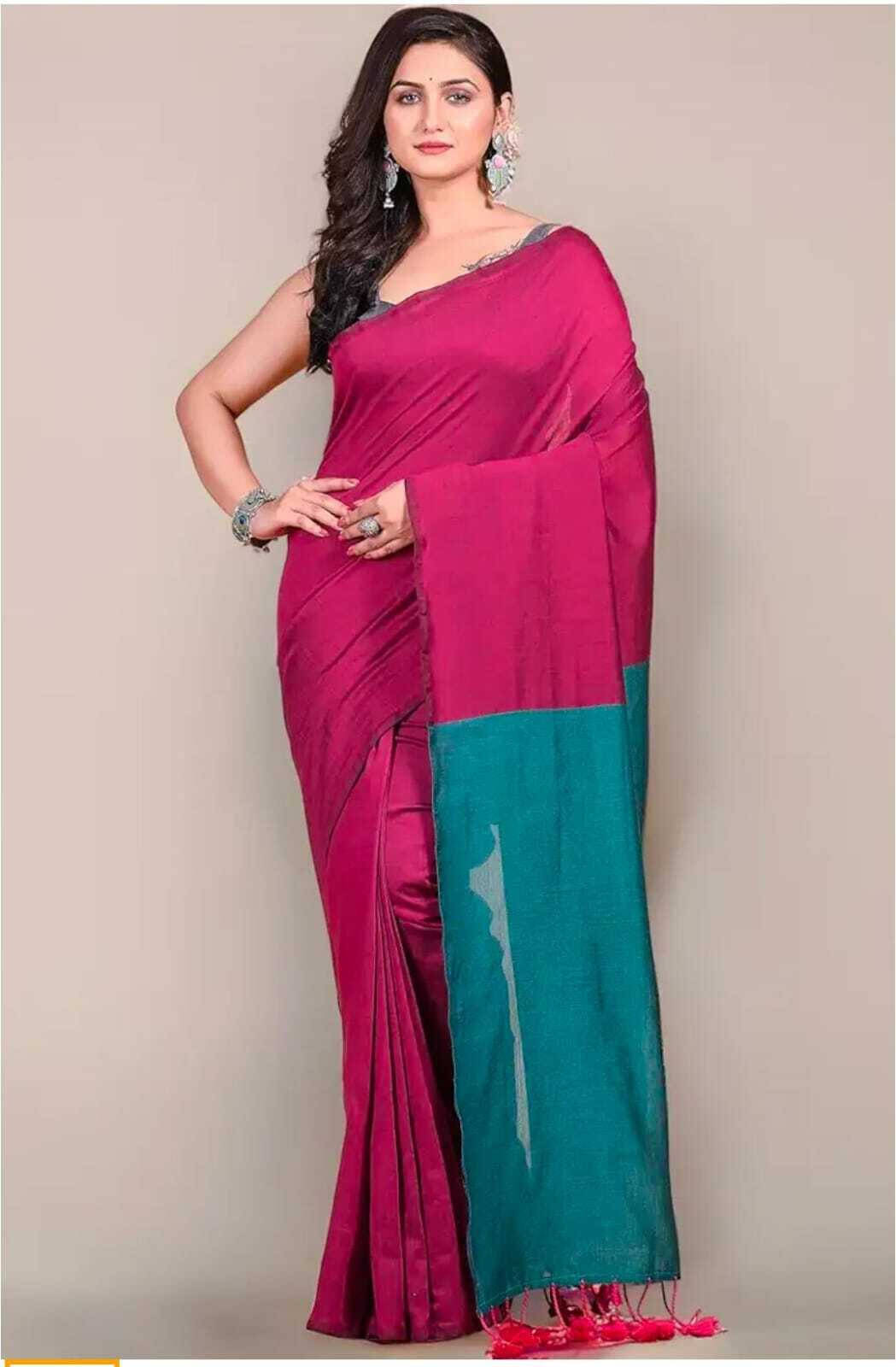 BRYNBRIT Cotton Self Design Regular Saree With Unstitched Blouse Piece ( Pink ) BRYNBRIT Cotton Self Design Regular Saree With Unstitched Blouse Piece ( Pink )