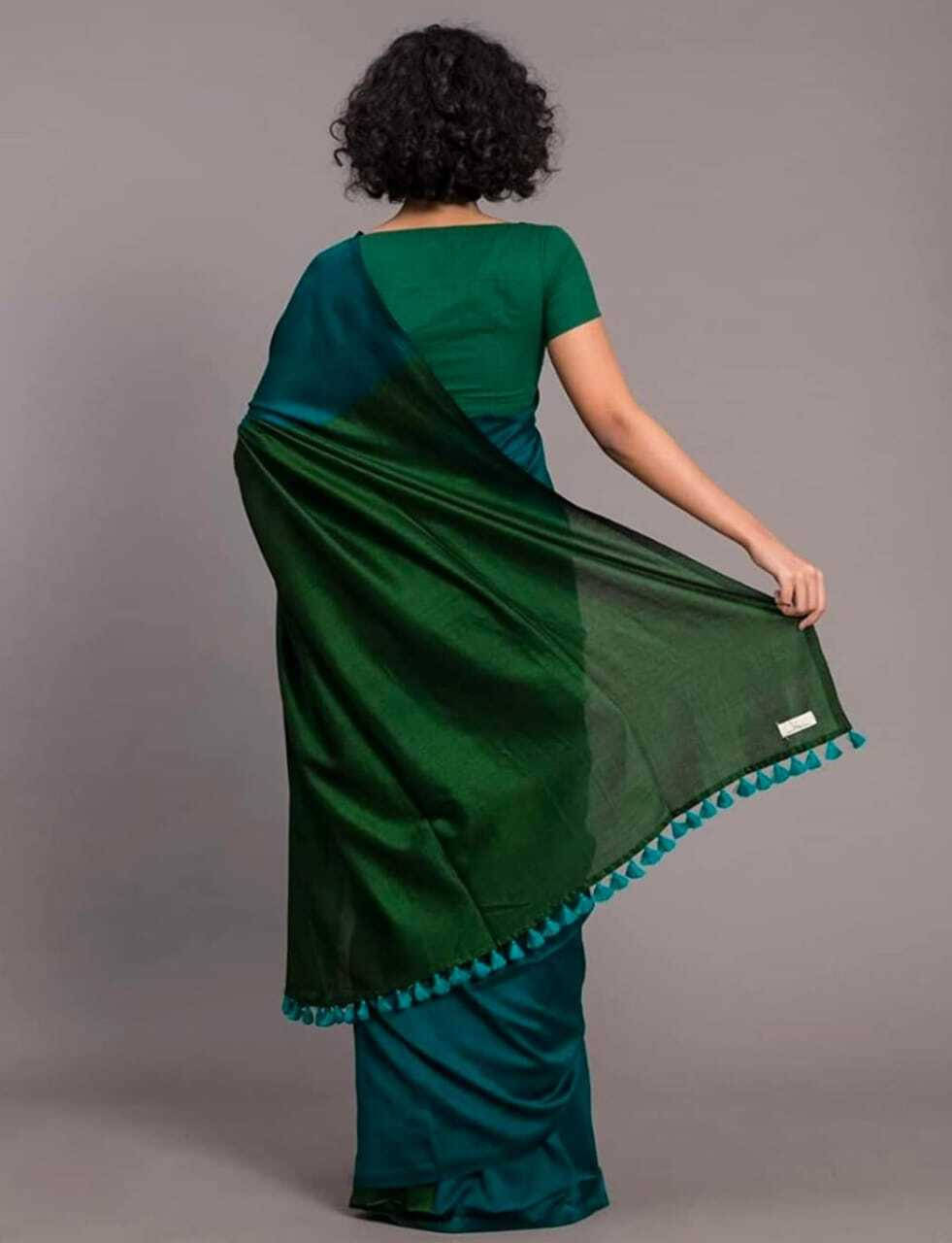     			BRYNBRIT Cotton Self Design Regular Saree With Unstitched Blouse Piece ( Green )