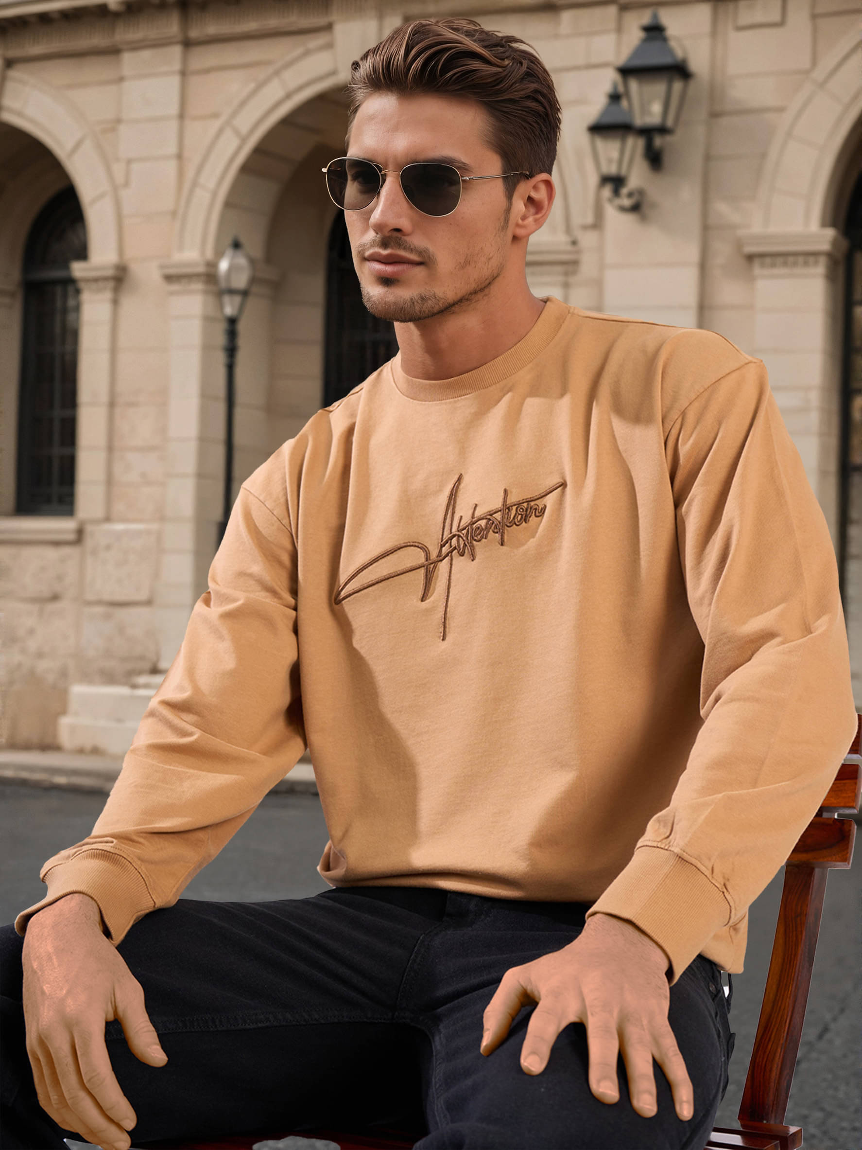 Bene Kleed Cotton Round Neck Men's Sweatshirt - Khaki ( Pack of 1 ) Bene Kleed Cotton Round Neck Men's Sweatshirt - Khaki ( Pack of 1 )