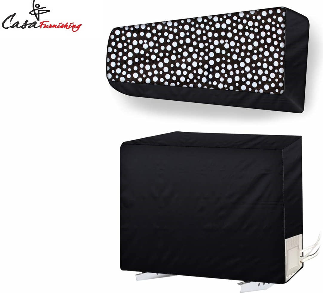 CASA FURNISHING Set of 2 Polyester Bronze AC Cover for 1.5 Ton Split AC