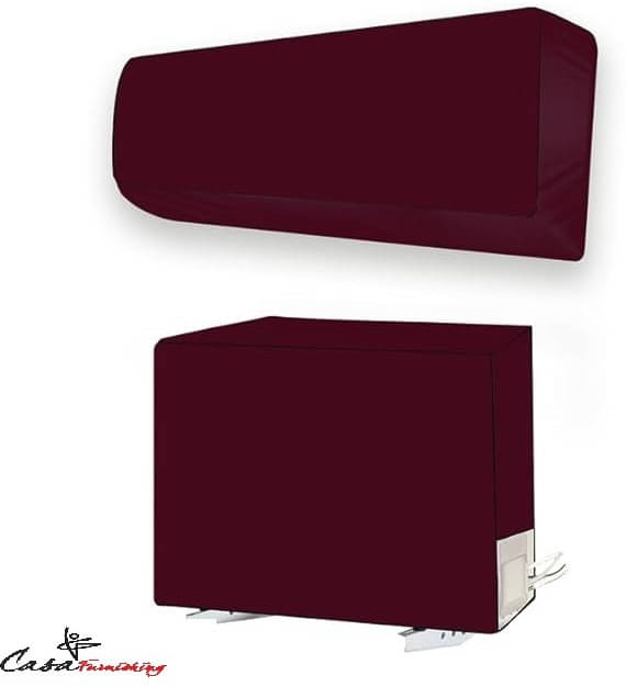 CASA FURNISHING Set of 2 Polyester Maroon AC Cover for 1.5 Ton Split AC     			CASA FURNISHING Set of 2 Polyester Maroon AC Cover for 1.5 Ton Split AC