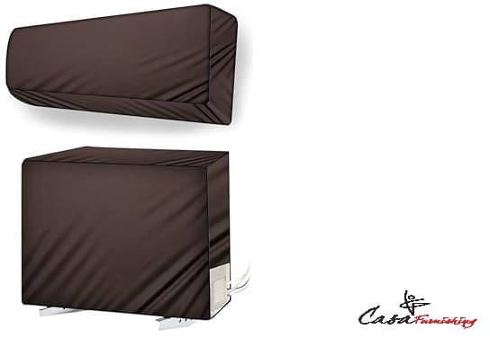 CASA FURNISHING Set of 2 Polyester Brown AC Cover for 1.5 Ton Split AC     			CASA FURNISHING Set of 2 Polyester Brown AC Cover for 1.5 Ton Split AC