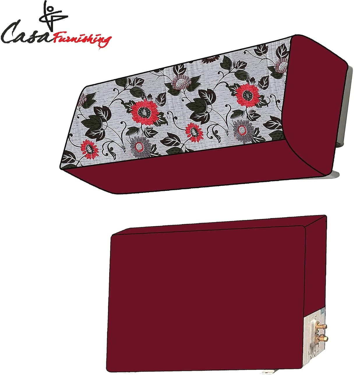 CASA FURNISHING Set of 2 Polyester Multi AC Cover for 1.5 Ton Split AC