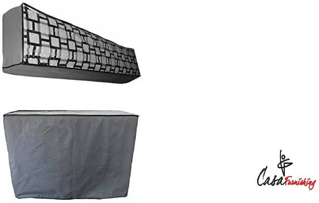 CASA FURNISHING Set of 2 Polyester Gray AC Cover for 1.5 Ton Split AC CASA FURNISHING Set of 2 Polyester Gray AC Cover for 1.5 Ton Split AC