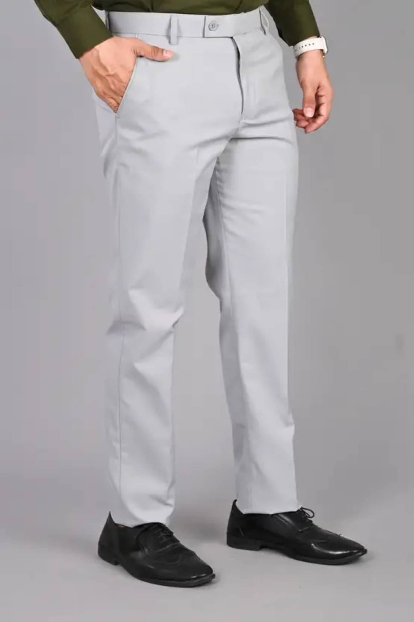     			CEO FABRICS Regular Flat Men's Formal Trouser - Light Grey ( Pack of 1 )