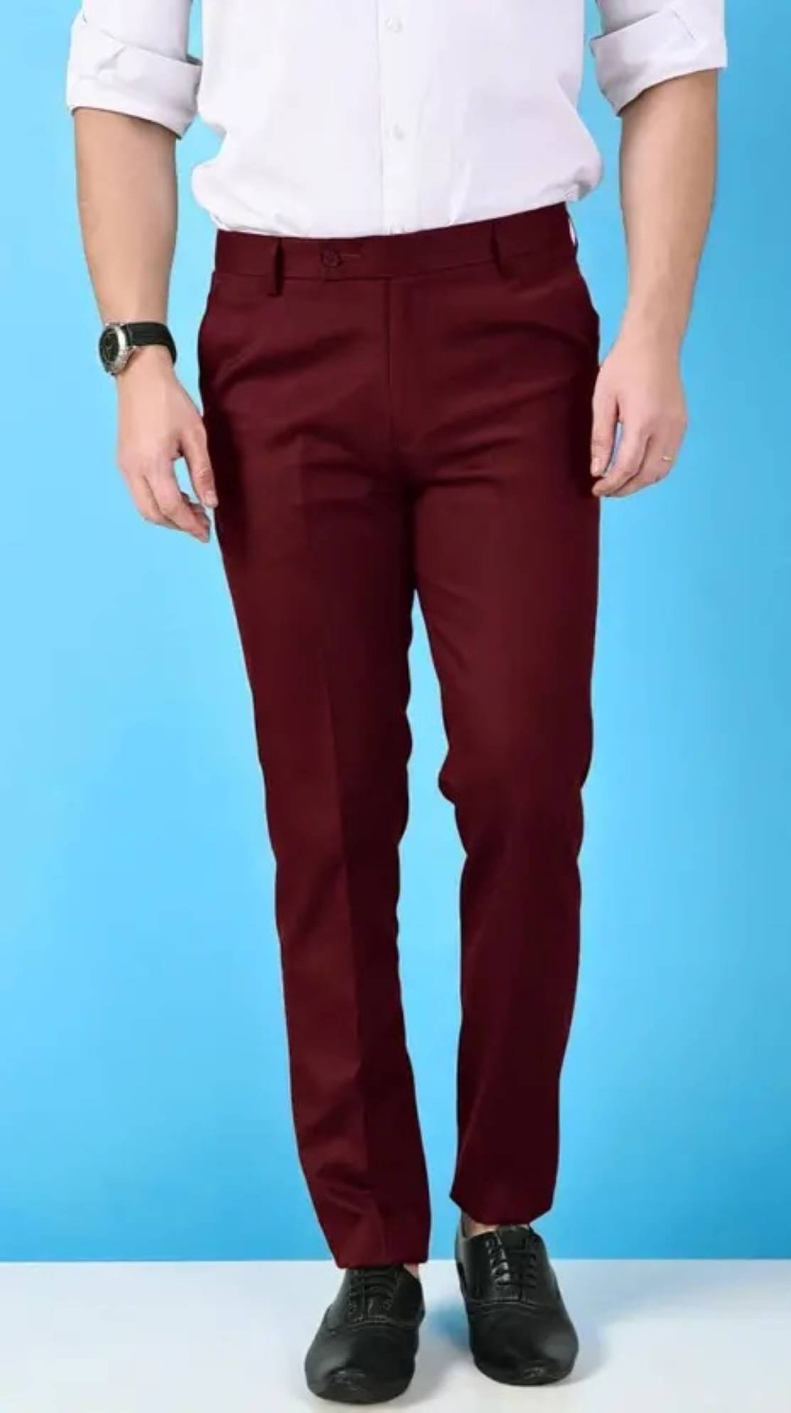     			CEO FABRICS Regular Flat Men's Formal Trouser - Maroon ( Pack of 1 )
