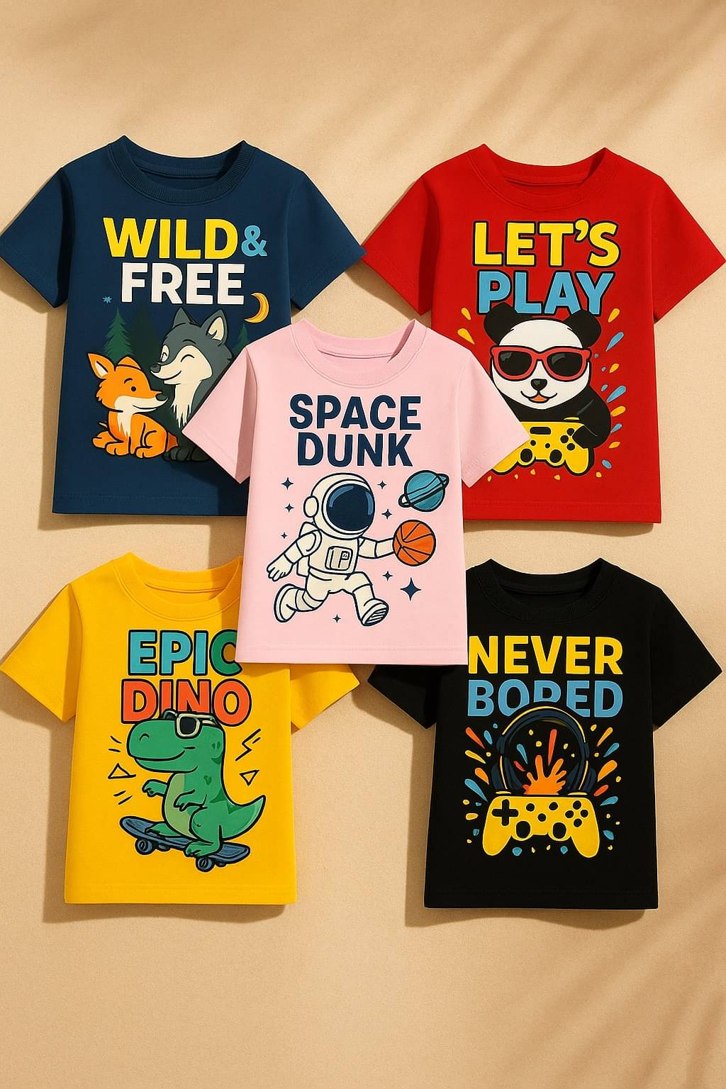     			CHILLSHOPPEE Pack of 5 Boys Cotton T-Shirt ( Multicolor 5 )