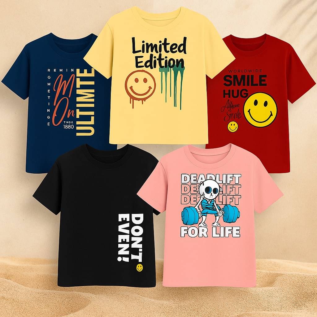     			CHILLSHOPPEE Pack of 5 Boys Cotton T-Shirt ( Multicolor 5 )
