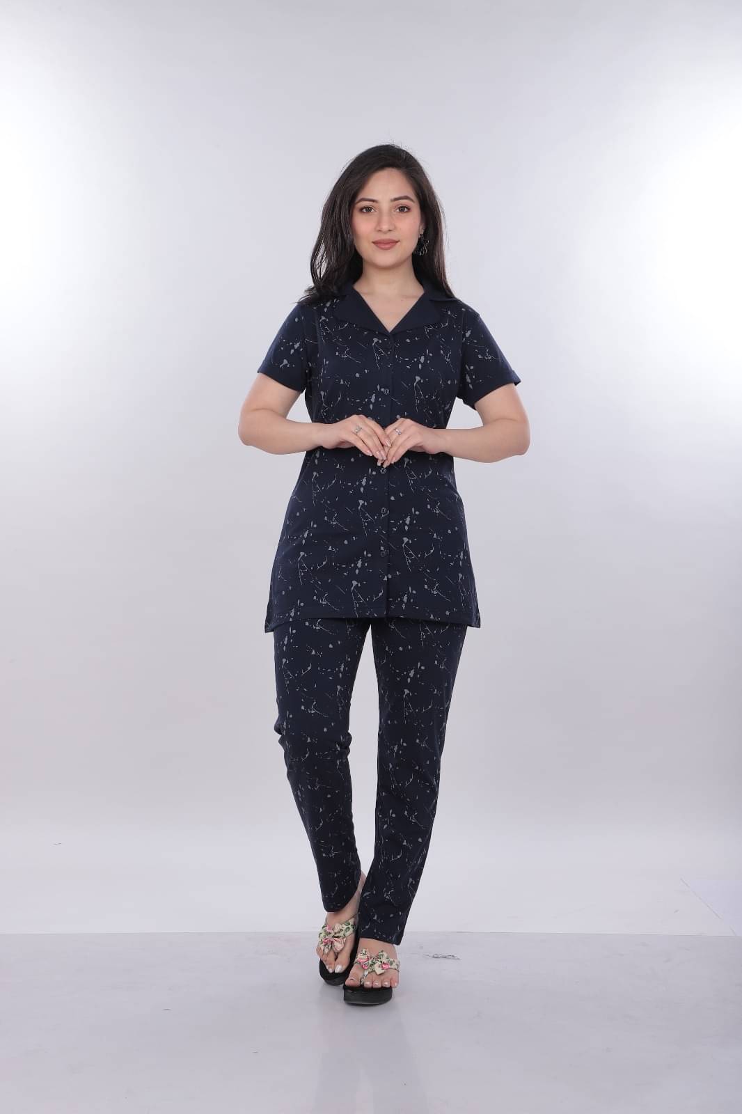     			CLINT Navy Cotton Blend Women's Nightwear Nightsuit Sets ( Pack of 1 )