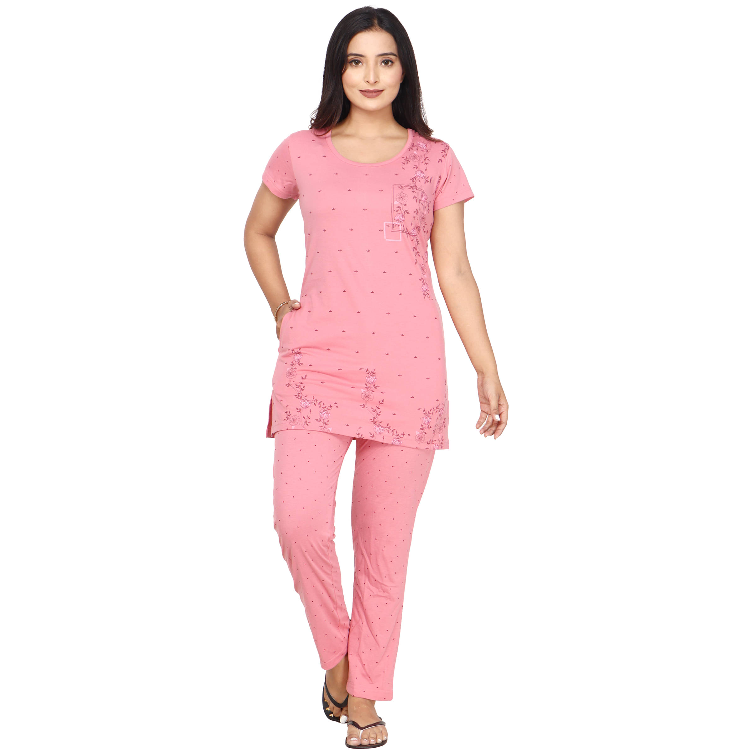    			CLINT Pink Cotton Blend Women's Nightwear Nightsuit Sets ( Pack of 1 )