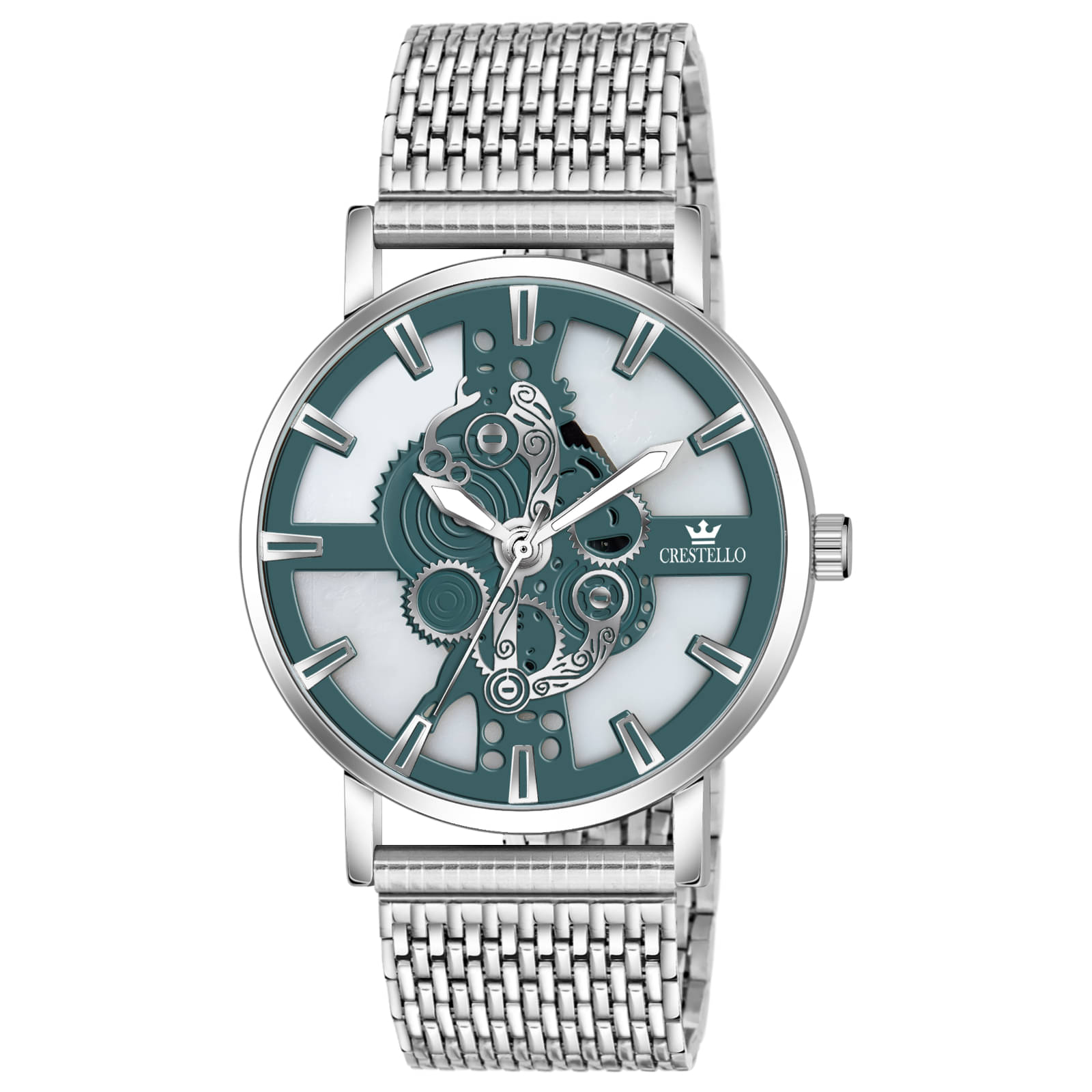     			Crestello Silver Metal Analog Men's Watch